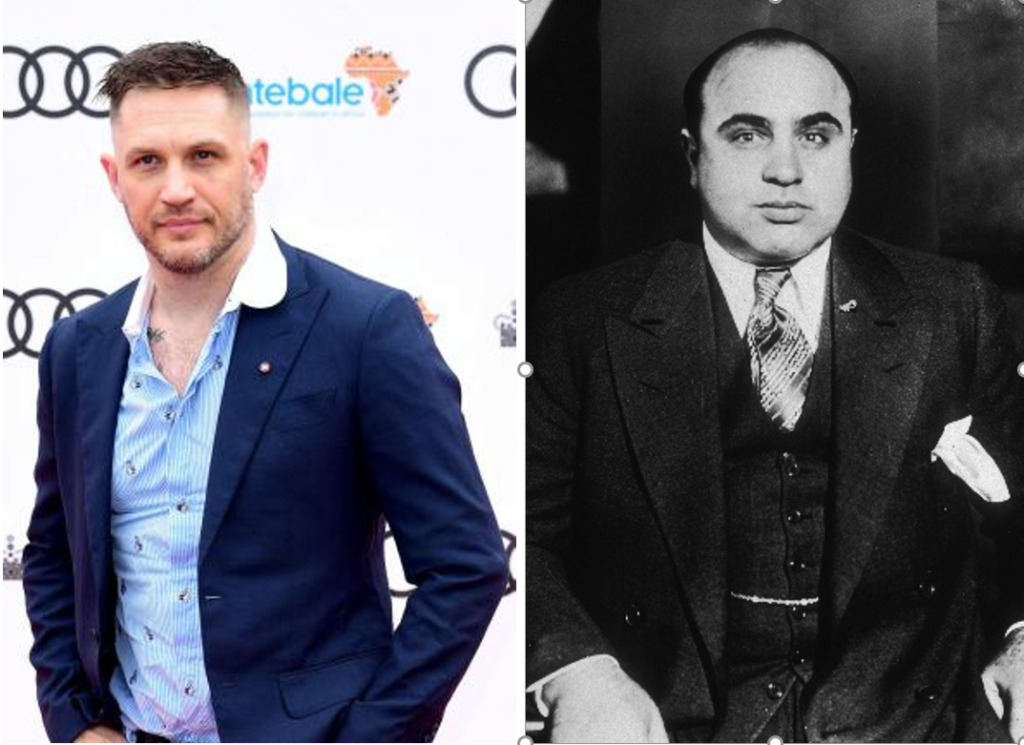 Tom Hardy portrays Al Capone in the upcoming movie, Capone