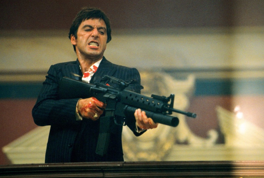 Al Pacino in the 1983 version of Scarface. A remake directed by Luca Guadagnino has been announced.