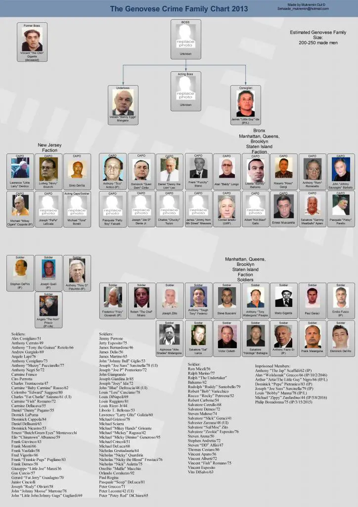 Mafia Family Leadership Charts | About The Mafia